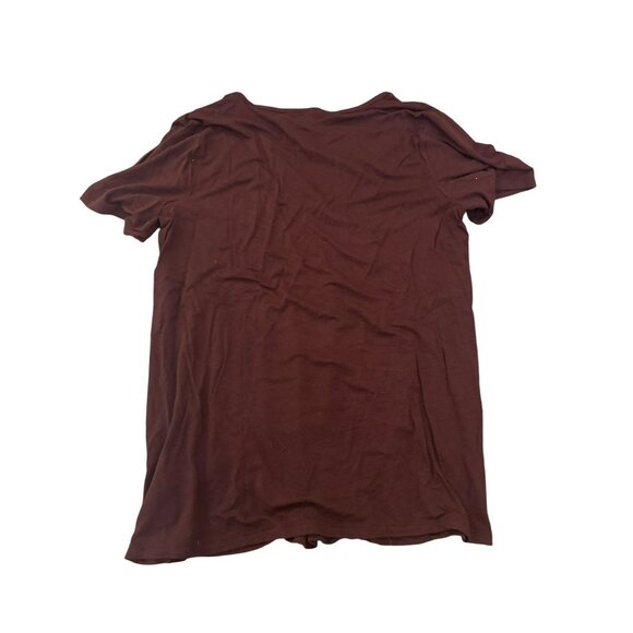 Old Navy Luxe M Tall Dark Maroon V-Neck T-Shirt Basic Casual Top - Picture 4 of 4